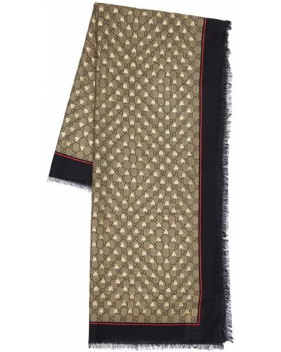 Hedvábný šál s potiskem z modalu Gucci černý
