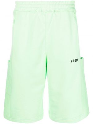 Shorts de sport en coton à imprimé Msgm vert