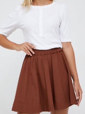 Pamučna mini suknja Sisley smeđa
