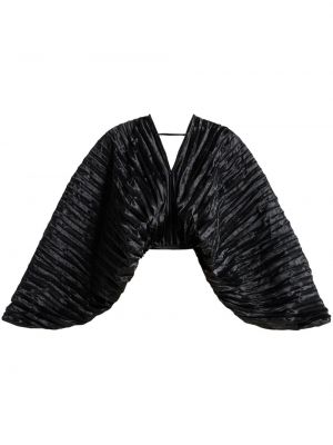 Bluse mit v-ausschnitt mit plisseefalten L'idee schwarz