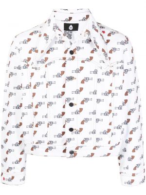 Дънкова риза с принт Duoltd бяло