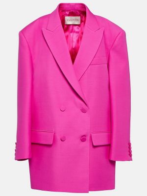 Шелковый шерстяной пиджак Valentino розовый
