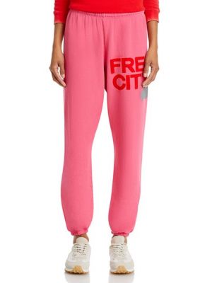 Хлопковые спортивные штаны с логотипом FREE CITY FREECITY, Pinklips Cherry