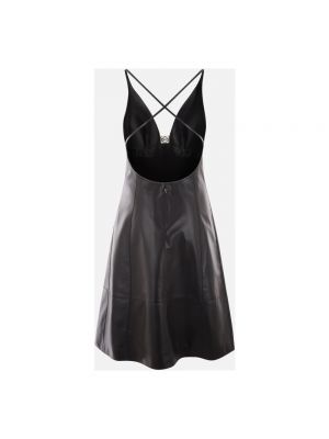 Mini vestido de cuero sin mangas Loewe negro