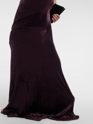 Aksamitna sukienka długa Rick Owens fioletowa