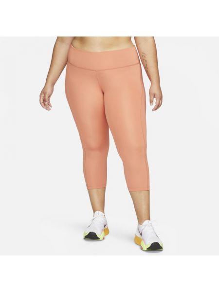 Damskie legginsy do biegania o skróconym kroju ze średnim stanem Nike Fast (duże rozmiary) - Pomarańczowy
