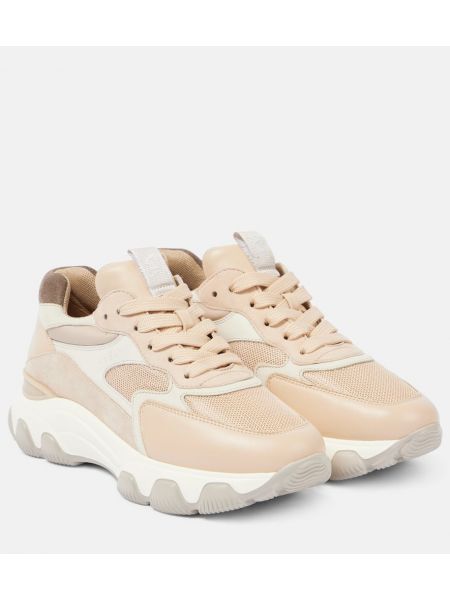 Lær semsket skinn sneakers Hogan beige