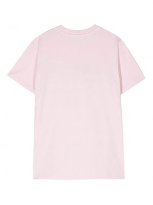 Kokvilnas t-krekls ar izšuvumiem Moncler rozā