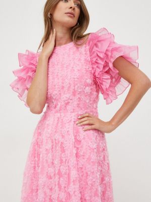 Hedvábné midi šaty Custommade růžové