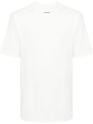 Bombažna majica s potiskom Jil Sander bela
