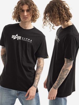 Pamučna majica s printom Alpha Industries crna