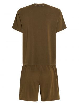 Pyjama en coton à imprimé Karl Lagerfeld vert