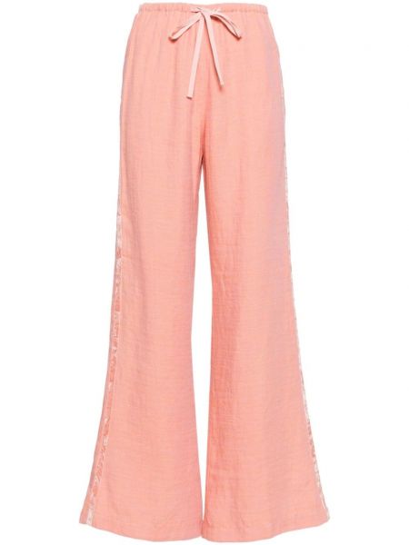 Λινό παντελόνι Forte_forte ροζ
