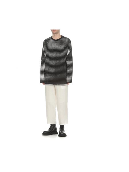 Jersey de algodón a rayas de tela jersey Yohji Yamamoto gris