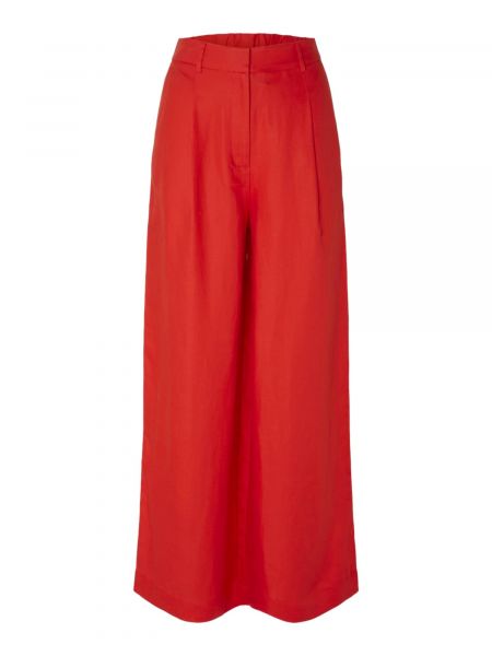 Plisované nohavice Selected Femme červená