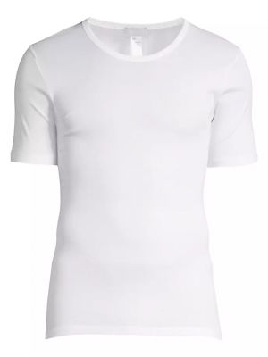 Хлопковая футболка с круглым вырезом Hanro белая