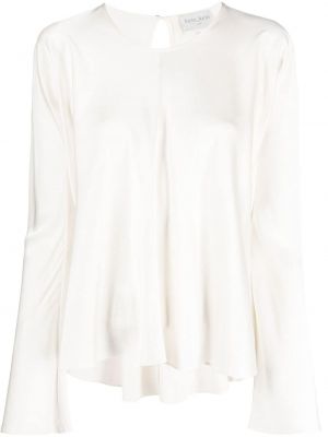 Копринена блуза с драперии Forte_forte бяло