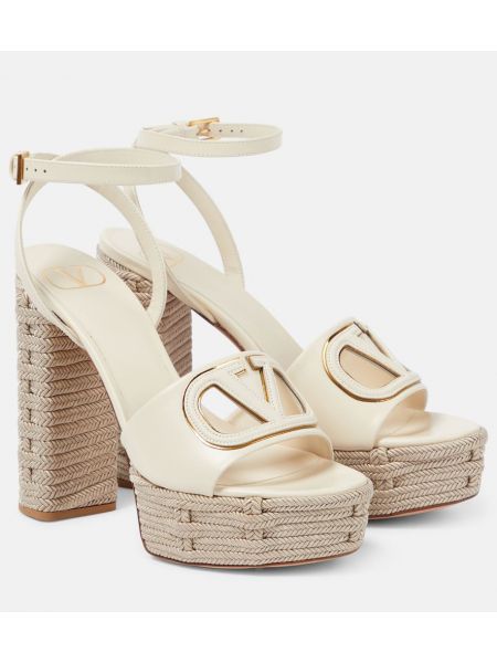 Sandali di pelle con platform Valentino Garavani bianco