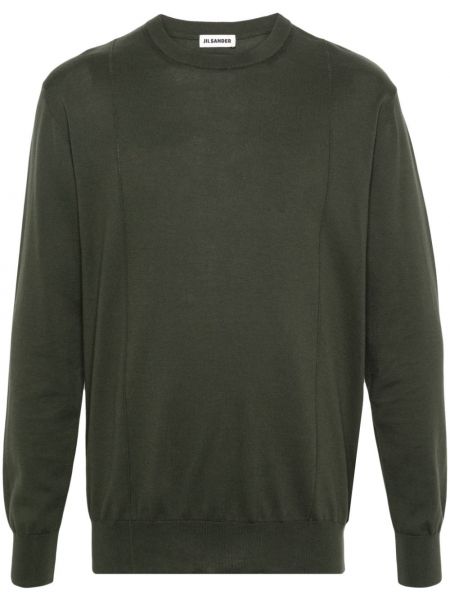 Памучен пуловер Jil Sander зелено