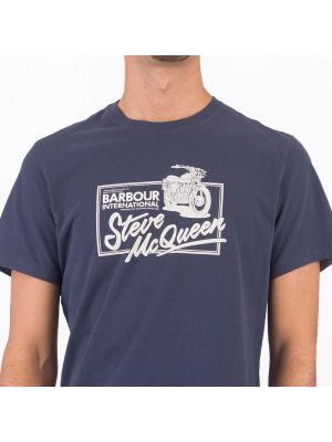 Koszulka z nadrukiem Barbour niebieska