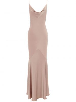 Копринена сатенена вечерна рокля с гол гръб Saint Laurent розово