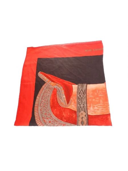 Bufanda de cachemir con estampado de cachemira Hermès Vintage rojo