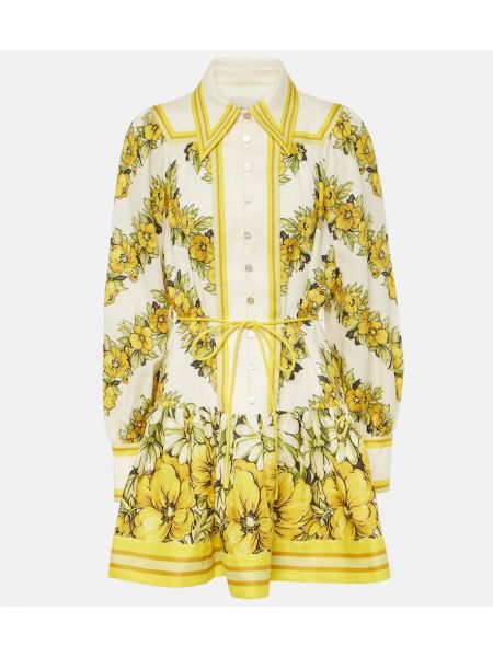 Mini robe en lin à fleurs Alemais jaune