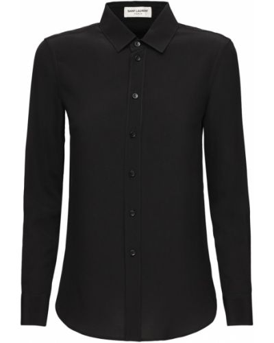 Krepová hodvábna košeľa Saint Laurent čierna