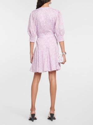 Mini vestido de algodón de flores Polo Ralph Lauren violeta