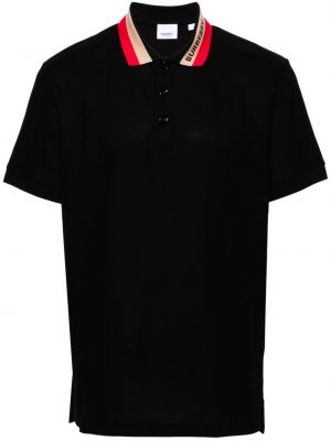 Памучна поло тениска Burberry черно