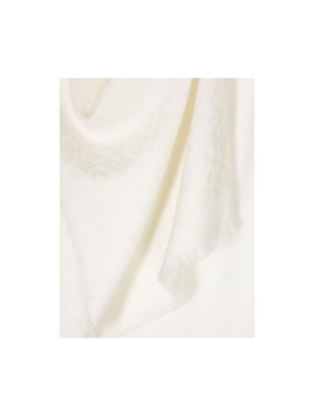 Bufanda con flecos de lana de tejido jacquard Tagliatore blanco