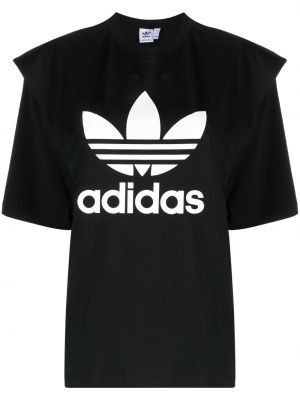 T-krekls ar apdruku ar apdruku Adidas melns