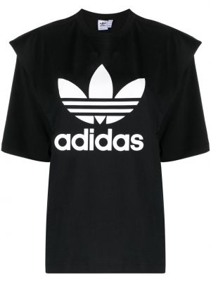 Raštuotas raštuotas marškinėliai Adidas juoda