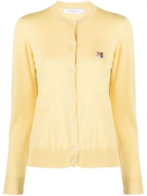 Cardigan de lână tricotate Maison Kitsune galben
