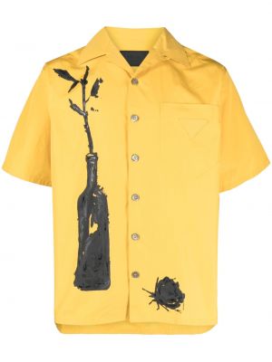 Koszula z nadrukiem Prada żółta