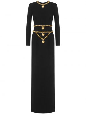 Вечерна рокля със сърца Moschino черно