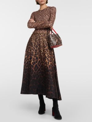 Leopardí kožená shopper kabelka s potiskem Christian Louboutin hnědá