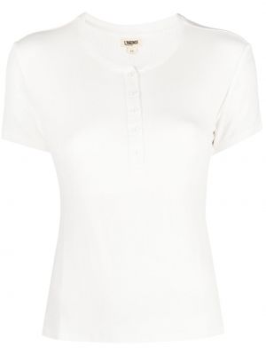 Tričko s knoflíky s krátkými rukávy jersey L'agence - bílá