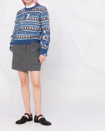 Žakárový pletený svetr s oděrkami Maison Margiela modrý