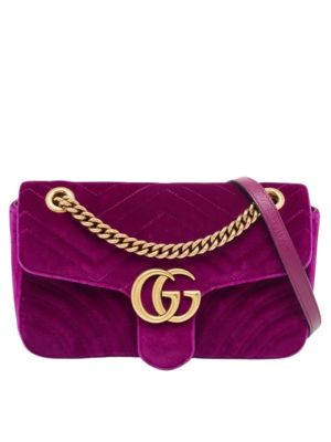 Aksamitna torba na ramię Gucci Vintage fioletowa