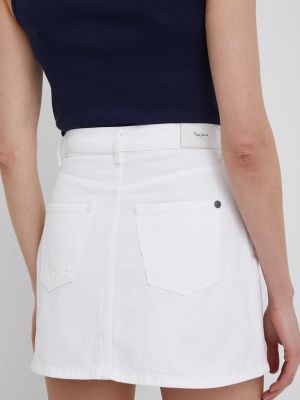 Bavlněné džínová sukně Pepe Jeans bílé