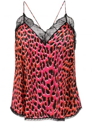 Top de mătase cu imagine cu model leopard Zadig&voltaire roz