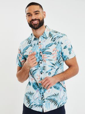 Camicia motivo tropicale Threadbare blu