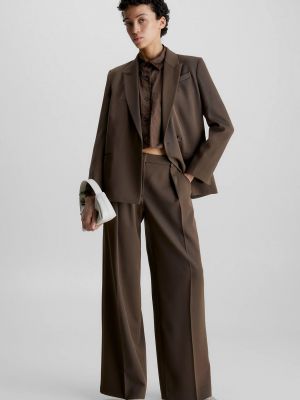 Шерстяные брюки свободного кроя Calvin Klein коричневые