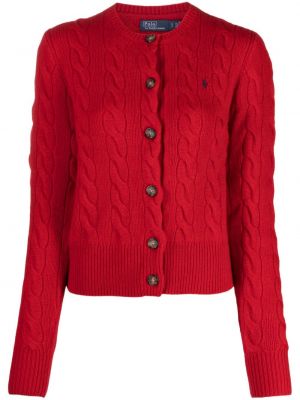 Cardigan en laine à imprimé à motif chevrons Polo Ralph Lauren rouge