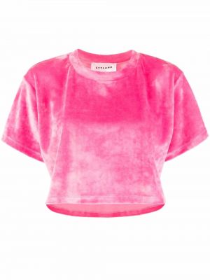 Бархатная укороченная футболка Styland, розовый