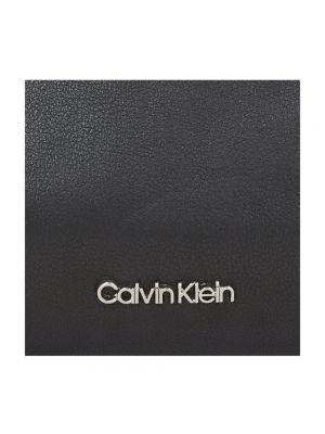 Bolsa de hombro de cuero con cremallera de cuero sintético Calvin Klein negro