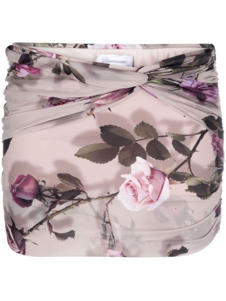 Mini suknja s cvjetnim printom s printom Blumarine smeđa