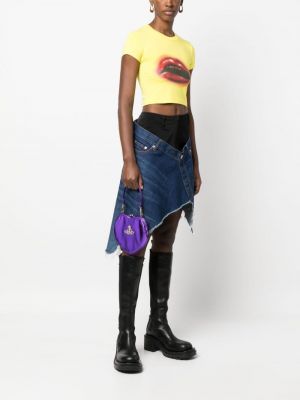 Shopper kabelka se srdcovým vzorem Vivienne Westwood fialová
