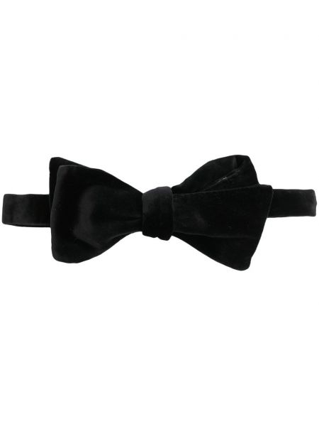 Žametna kravata z lokom iz rebrastega žameta Paul Smith črna
